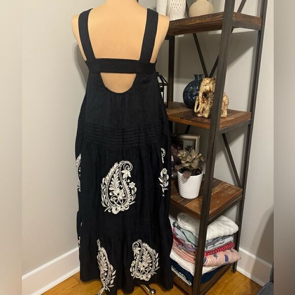 Anthropologie Felicity Embroidered Maxi Dress Women’s Size Small Black/Ivory - Picture 5 of 14